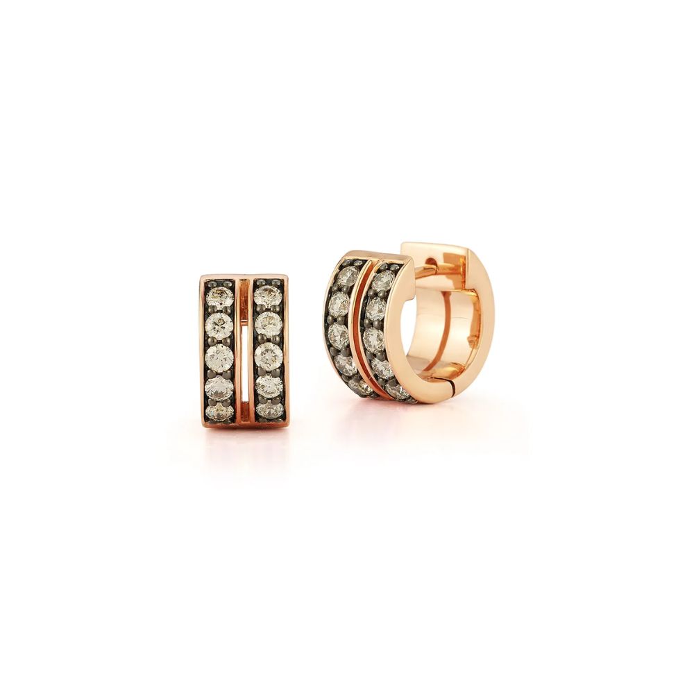 Walters Faith 18k Rose Gold &  Champagne Diamond Classic Double Row Huggies